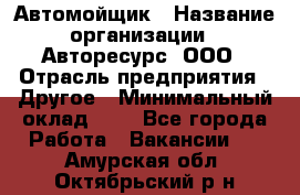 Автомойщик › Название организации ­ Авторесурс, ООО › Отрасль предприятия ­ Другое › Минимальный оклад ­ 1 - Все города Работа » Вакансии   . Амурская обл.,Октябрьский р-н